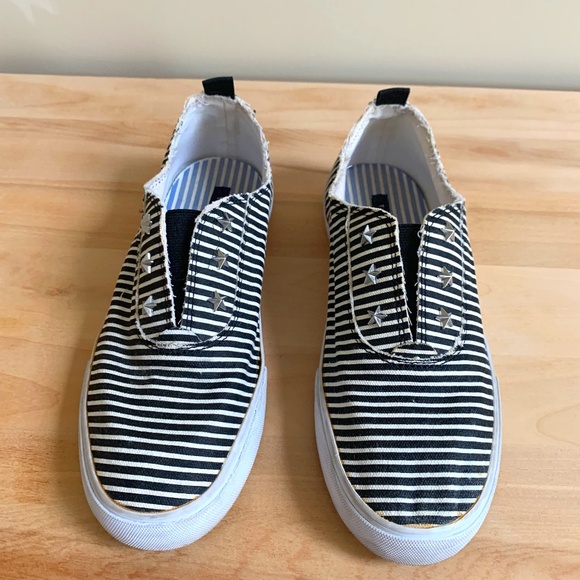 Pre-loved Tommy Hilfiger Striped Slip-on Sneakers with Studded Accents - Picture 1 of 8
